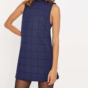 Urban Outfitters Cooperative Navy Blue Grid Shift Mini Dress XS